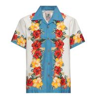 King Kerosin Tropical Flowers Shirt Off White-2XL