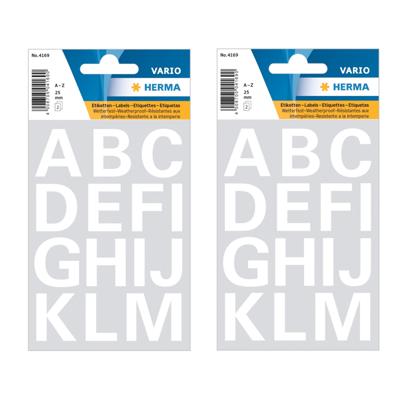 Herma Stickervel alfabet - 56x stuks - plak letters - A tm Z - wit - 20x20 mm