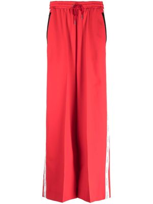Rokh pantalon palazzo à bande logo - Rouge