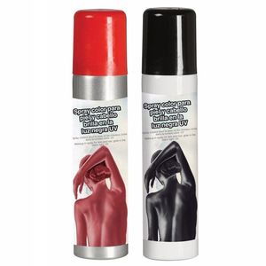 Guirca Haarspray/bodypaint spray - 2x kleuren - rood en zwart - 75 ml