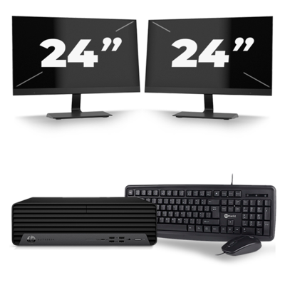 HP EliteDesk 800 G6 USFF - Intel Core i7-10e Generatie - 8GB RAM - 256GB SSD - Windows 11 + 2x 24 inch Monitor
