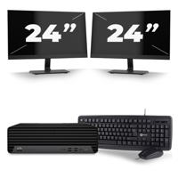 HP EliteDesk 800 G6 USFF - Intel Core i7-10e Generatie - 8GB RAM - 256GB SSD - Windows 11 + 2x 24 inch Monitor