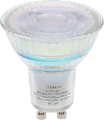 LED GU10 dim to warm 1800K-2700K 5W Shada 600166 van gloeilamp kleur naar kaarslicht kleur