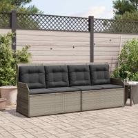 Tuinbank met kussen Grijs poly rattan