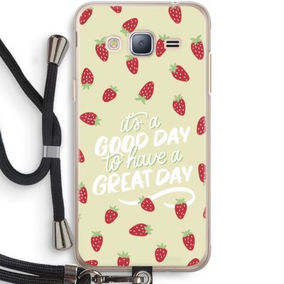 Don't forget to have a great day: Samsung Galaxy J3 (2016) Transparant Hoesje met koord