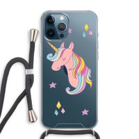 Roze eenhoorn: iPhone 12 Pro Max Transparant Hoesje met koord