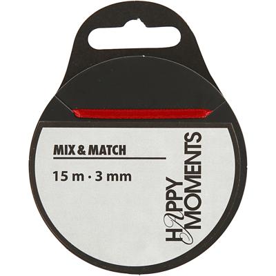 Creativ Company Satijnlint, b: 3 mm, rood, 15 m/ 1 rol