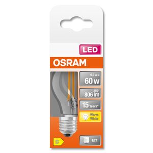 OSRAM 4058075434882 LED-lamp Energielabel D (A - G) E27 Peer 5.5 W = 60 W Warmwit (Ø x l) 45 mm x 77 mm 1 stuk(s)