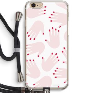 Hands pink: iPhone 6 / 6S Transparant Hoesje met koord