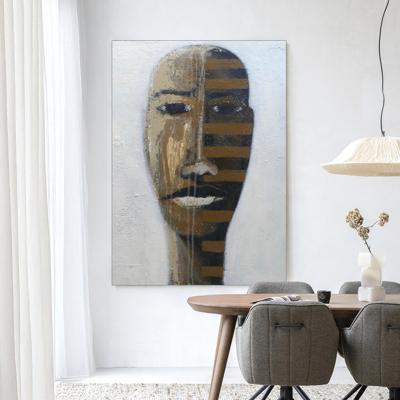 Urban Cotton Wandkleed 'Head 1' 80 x 110cm in Frame - black