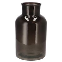 Bloemenvaas melkbus fles model - helder gekleurd glas - zwart - D17 x H30 cm