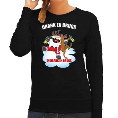 Foute Kerstsweater / outfit Drank en drugs zwart voor dames Foute Kerstsweater / outfit Drank en drugs zwart voor dames