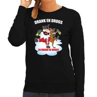 Foute Kerstsweater / outfit Drank en drugs zwart voor dames - thumbnail