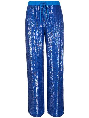 P.A.R.O.S.H. pantalon de jogging à sequins brodés - Bleu