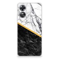 OPPO A17 | TPU | Siliconen hoesje | Marmer Wit Zwart - Origineel Cadeau Man