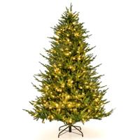 183 cm Kunstkerstboom Pop-Up Kerstboom met 788 PE & PVC Takpunten 280 Warm Witte LED-Lampjes en 8 Lichtmodi Groen