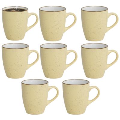 Gerimport Koffie / thee mok Sweets - 8x stuks - geel - 350 ml - keramiek