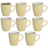 Gerimport Koffie / thee mok Sweets - 8x stuks - geel - 350 ml - keramiek