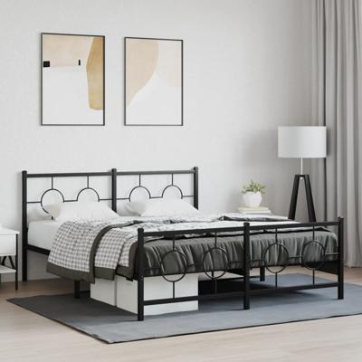 Bedframe met hoofd- en voeteneinde metaal zwart 150x200 cm