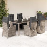 9-delige Tuinset met kussens poly rattan grijs