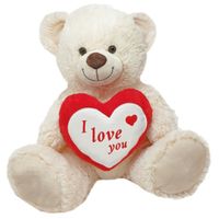 Witte pluche knuffelbeer/teddybeer met I love you hartje 45 cm