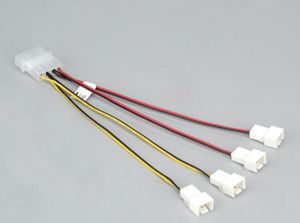 Y-kabel PC-ventilator [4x PC-ventilatorstekker 3-polig - 1x IDE-stroomstekker 4-polig] 0.15 m Zwart, Rood, Geel Akasa