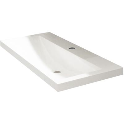 Wiesbaden Flag Wastafel Enkel - met 1 Kraangat - 100x36x4cm - Kunstmarmer - Glans Wit