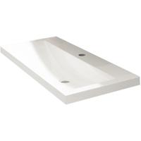 Wiesbaden Flag Wastafel Enkel - met 1 Kraangat - 100x36x4cm - Kunstmarmer - Glans Wit