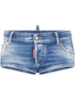 DSQUARED2 short court en jean à détails patchwork - Bleu