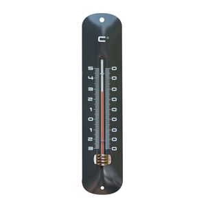 Binnen/buiten thermometer grijs van metaal 6.5 x 30 cm   -