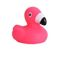 Rubber badeendjes flamingos - 5x stuks - roze - badkamer fun artikelen - size 5.5 cm - kunststof - thumbnail