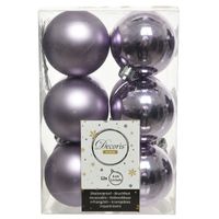 12x Kunststof kerstballen glanzend/mat lila paars 6 cm kerstboom versiering/decoratie   - - thumbnail