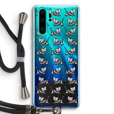 Zwarte poes: Huawei P30 Pro Transparant Hoesje met koord
