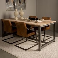 Tower Living Industriële Eettafel 'Venetië' Teak, maat 140 x 90cm