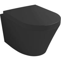 Wiesbaden Vesta Wandcloset Rimless met Vesta Toiletzitting - Sotfclose en Quick Release - Mat Zwart