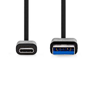 Nedis USB-Kabel | USB 3.2 Gen 1 | USB-A Male | USB-C Male | 60 W | 5 Gbps | Vernikkeld | 1.00 m | Rond | PVC | Zwart | Doos - CCGW61600BK10