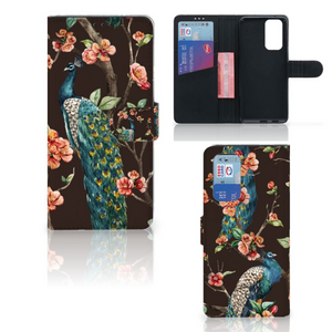 OnePlus 9 Pro Telefoonhoesje met Pasjes Pauw met Bloemen