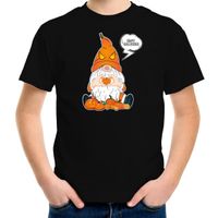 Halloween verkleed t-shirt voor kinderen - pompoen kabouter/gnome - zwart - themafeest outfit