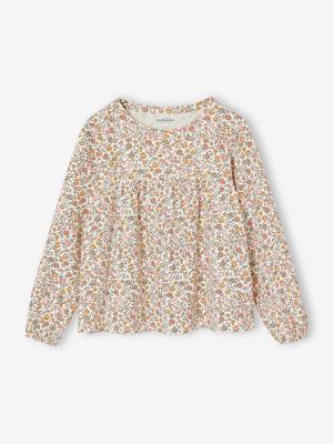 Shirtblouse met print voor meisjes vanille