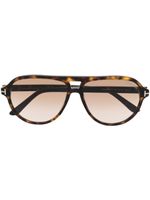 TOM FORD Eyewear lunettes de soleil à monture pilote - Marron - thumbnail