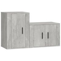 The Living Store Televisiekastenset - Betongrijs - 2 stuks - 57x34.5x40cm en 40x34.5x60cm