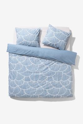 HEMA Dekbedovertrek 200x200/220cm Zacht Katoen Schelpen Blauw (blauw)