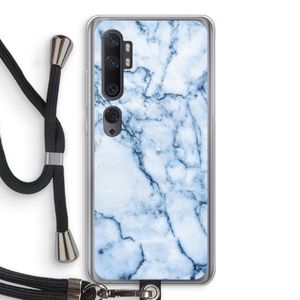 Blauw marmer: Xiaomi Mi Note 10 Pro Transparant Hoesje met koord