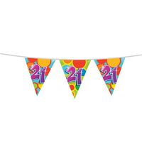 Leeftijd verjaardag thema vlaggetjes 21 jaar plastic 10 meter Leeftijd verjaardag thema vlaggetjes 21 jaar plastic 10 meter