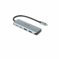 Dicota Zubehör PC USB-C (USB 3.2 Gen 2) multiport hub 4 poorten Met aluminium behuizing, Met USB-C stekker Zilver