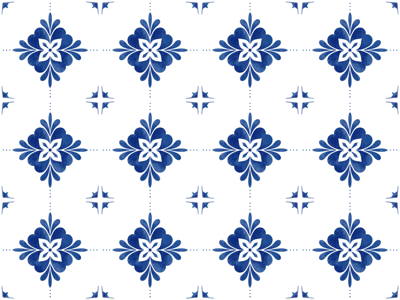 Vinyl vloerkleed wit met blauw