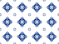 Vinyl vloerkleed wit met blauw