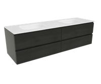 Balmani Lucida zwevend badkamermeubel 180 x 55,5 cm zwart eiken met Tablo Arcatto dubbele wastafel in matte Solid Surface - thumbnail