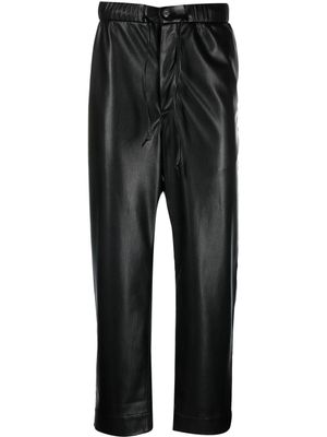 Nanushka pantalon droit en cuir artificiel - Noir
