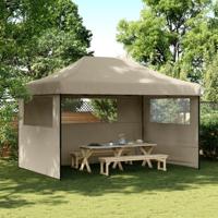VidaXL Partytent inklapbaar pop-up met 3 zijwanden taupe VidaXL Partytent inklapbaar pop-up met 3 zijwanden taupe